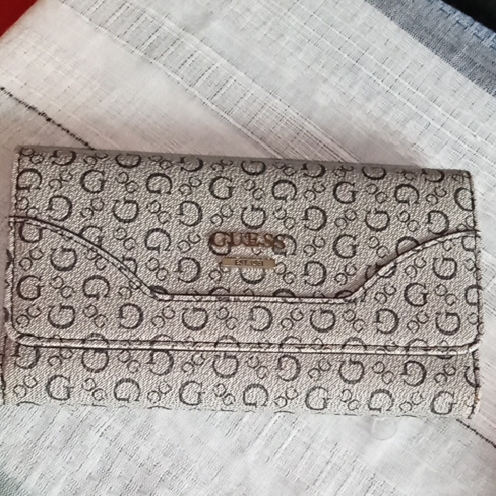 Guess Gray Monogram Clutch